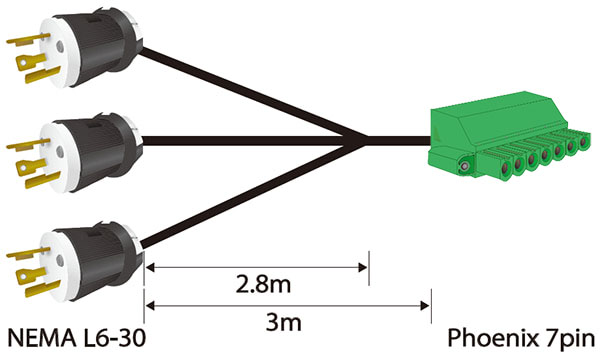 NEMA L6-30, 3m, Phoenix 7pin